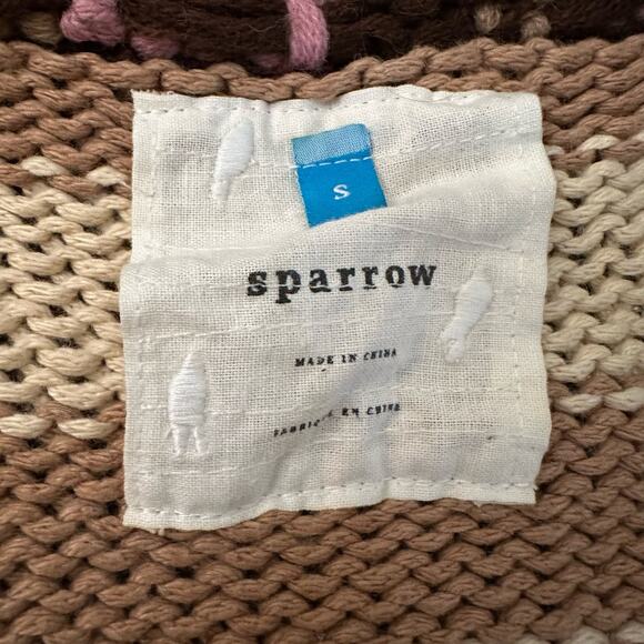 Sparrow Anthropologie tan and brown knit button down cardigan sweater size S - Picture 8 of 13